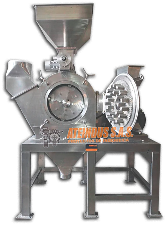 Molino pulverizador industrial de pines en acero inoxidable